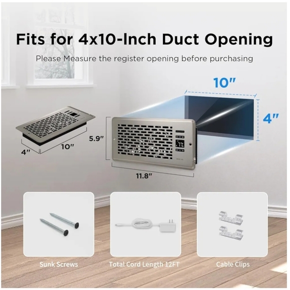 New Sanycasa Quiet Register Booster Fan Manhattan 4"X10" Satin Nickel NWT &  Box - Picture 11 of 13